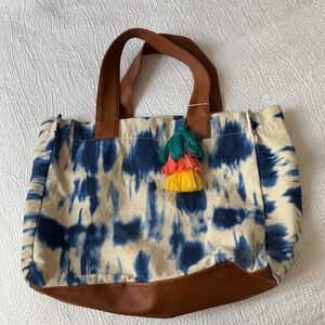 Stylish Blue and Brown Tote Bag
